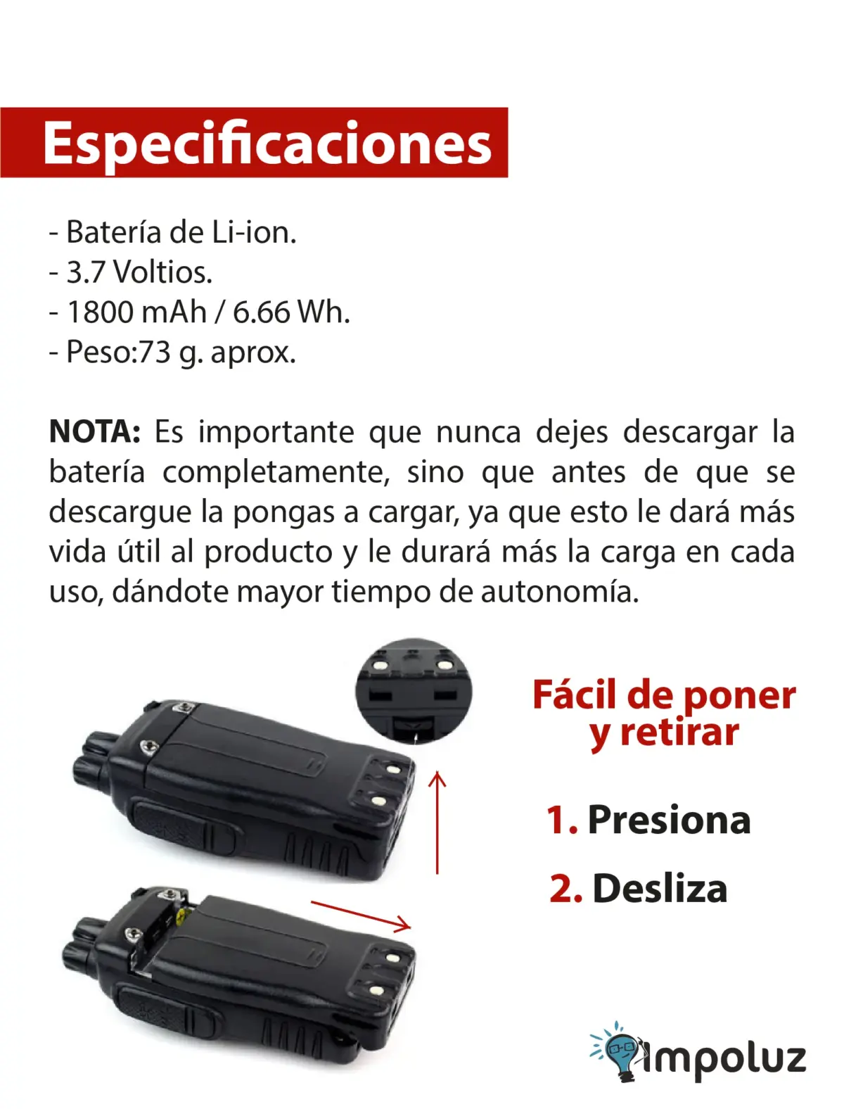 Pilas Recargables Para Baofeng 888s Alta Capacidad - Imagen 4