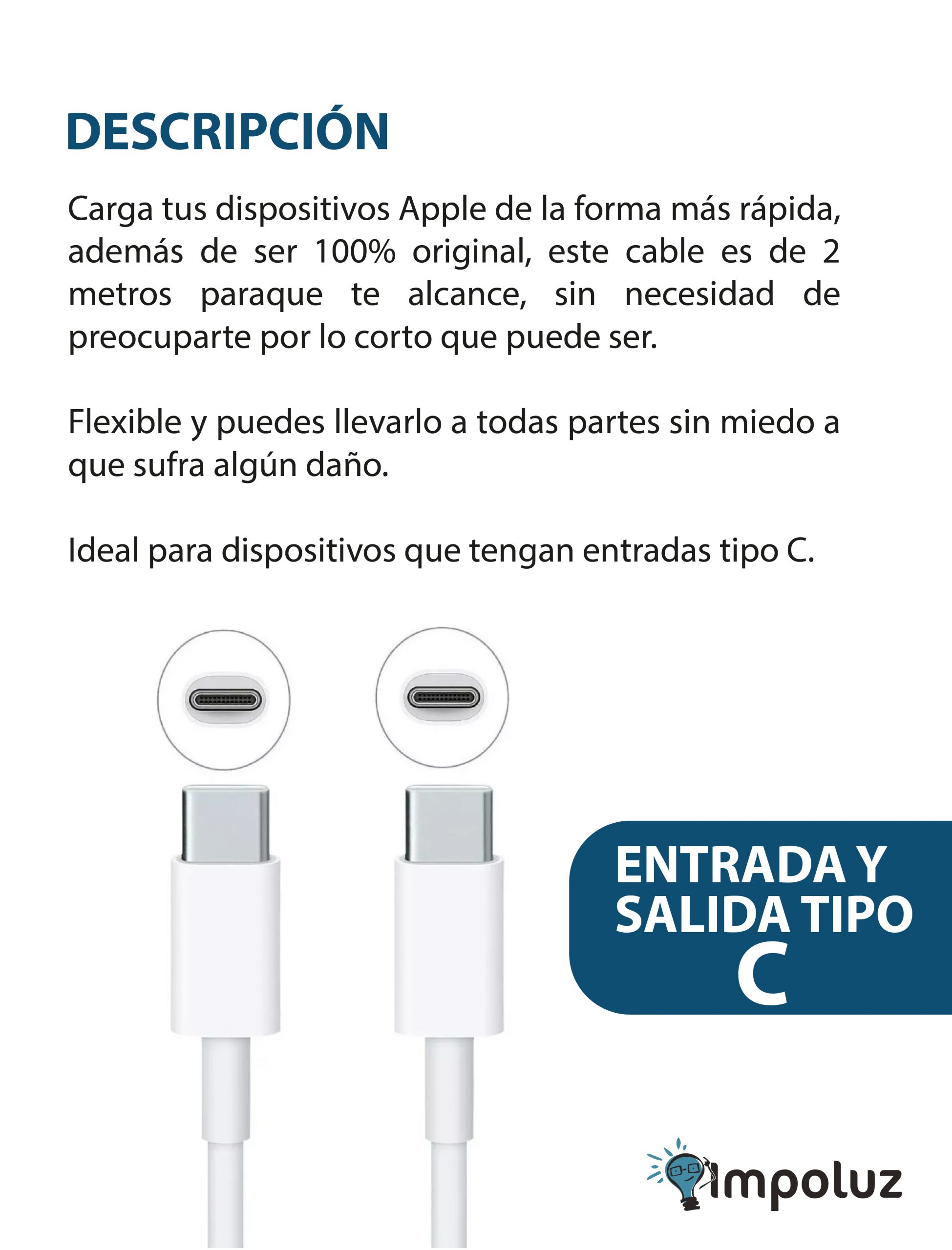 Cable Apple scaled Cable Tipo C Apple 1 o 2 Metros iPhone 15 iPad ait - Imagen 4