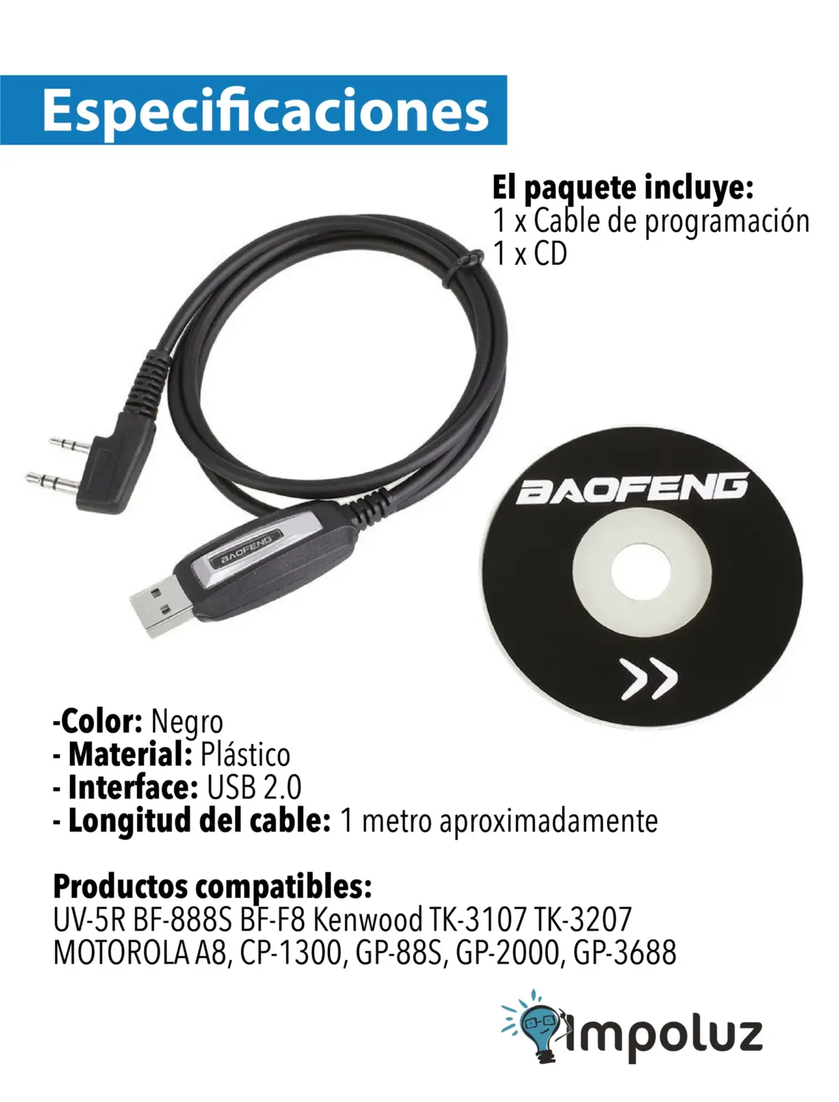 Cable De Programación Baofeng Doble Jack o 8 en 1 - Imagen 4
