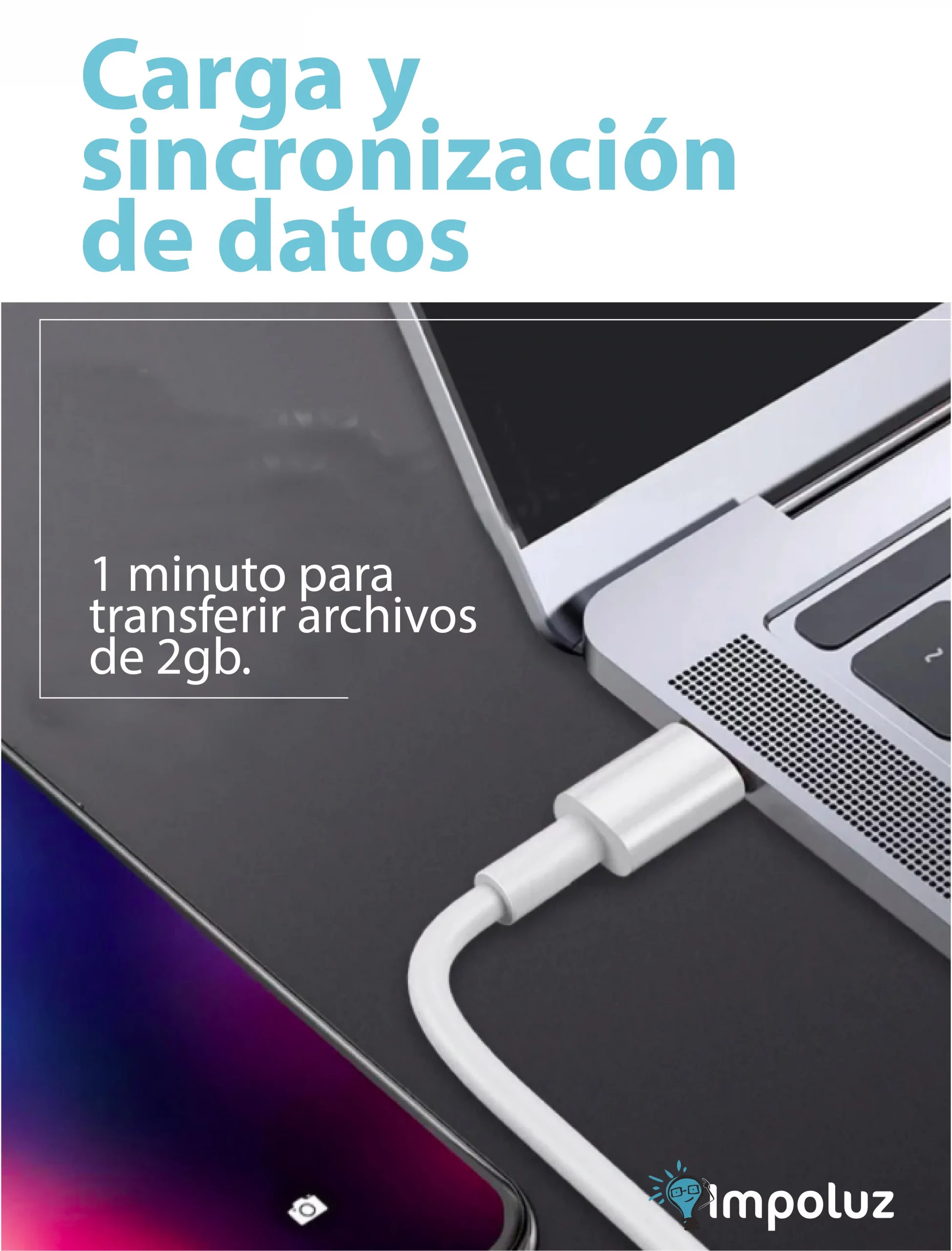 Cable tipo C a lightning 1 m scaled Cable Carga Rapida iPhone Tipo C Lightning 1 y 2 Metros - Imagen 7