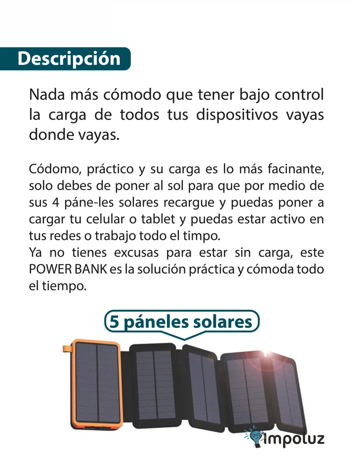 DESCRIPCION POWER BANK PANELES