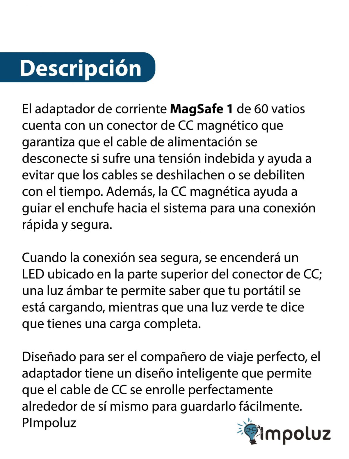 Cargador Macbook Pro Air 60W Magsafe 1 o 2 Original - Imagen 3
