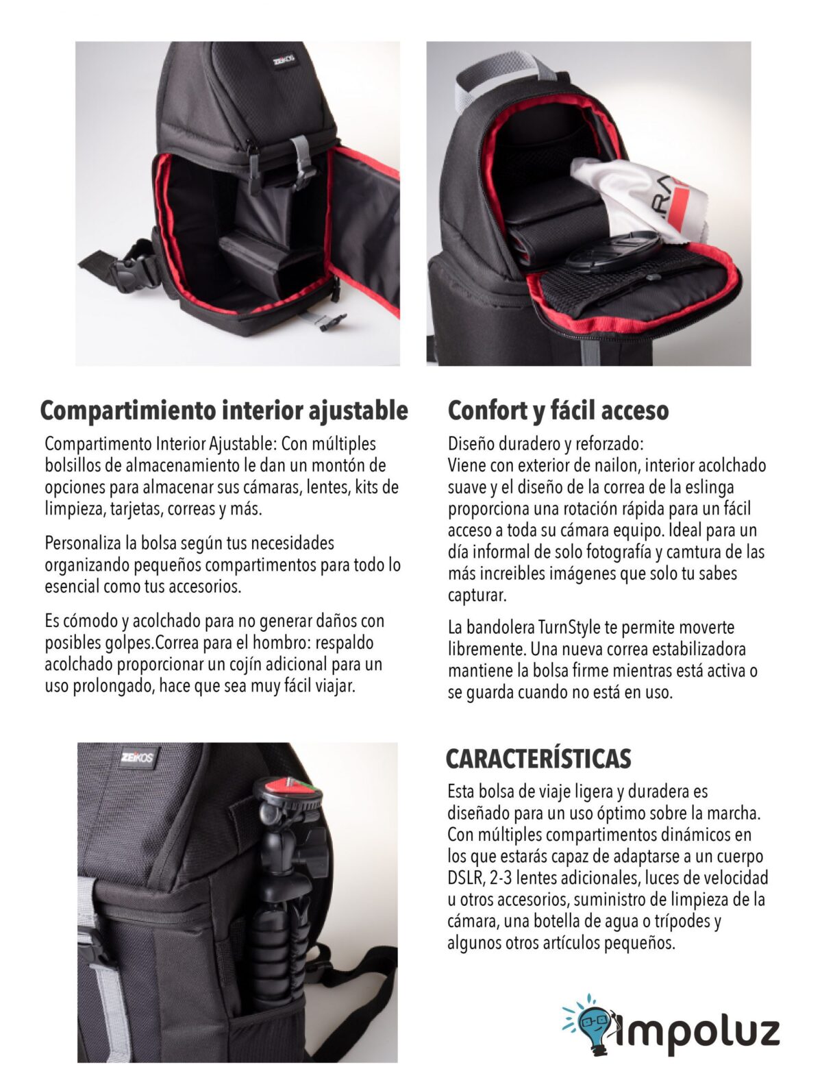 Bolso Para Camara Fotografica Slr Y Dslr Impermeable - Imagen 4