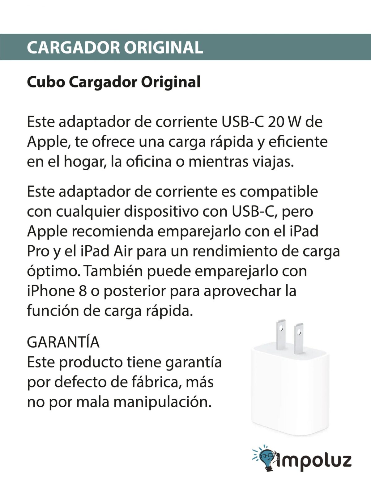 Cargador Tipo C Con Cable iPhone Carga Rapida Original - Imagen 3