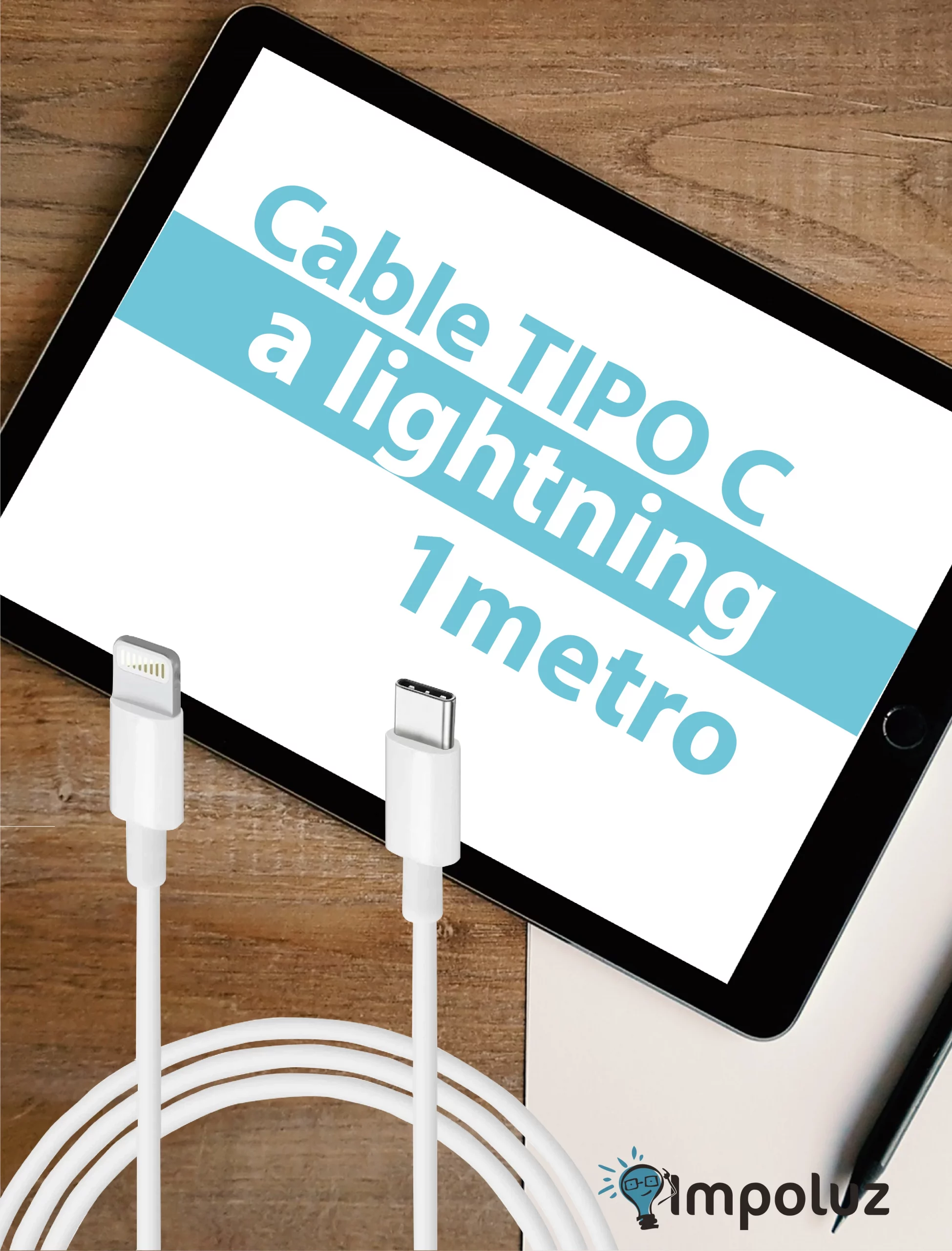 cable lightning usb c scaled Cable Carga Rapida iPhone Tipo C Lightning 1 y 2 Metros - Imagen 3