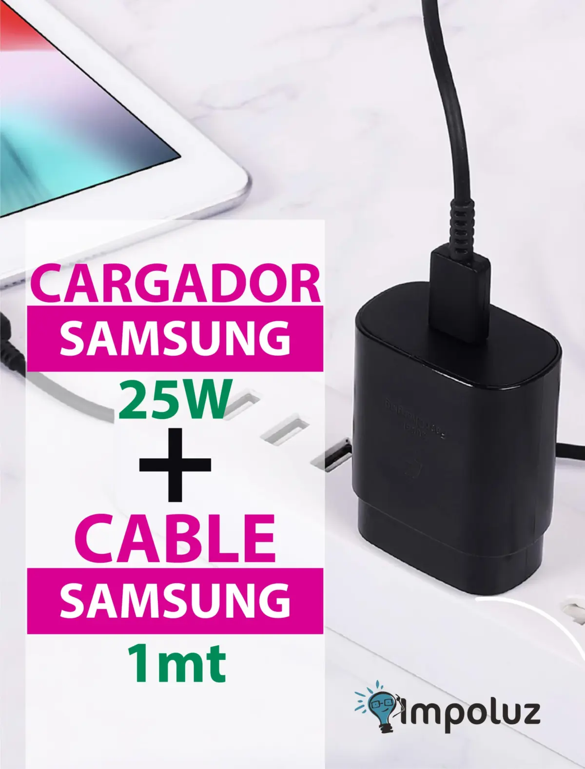 Cargador Samsung 25W Tipo C Cable 1 Metro Original - Imagen 2
