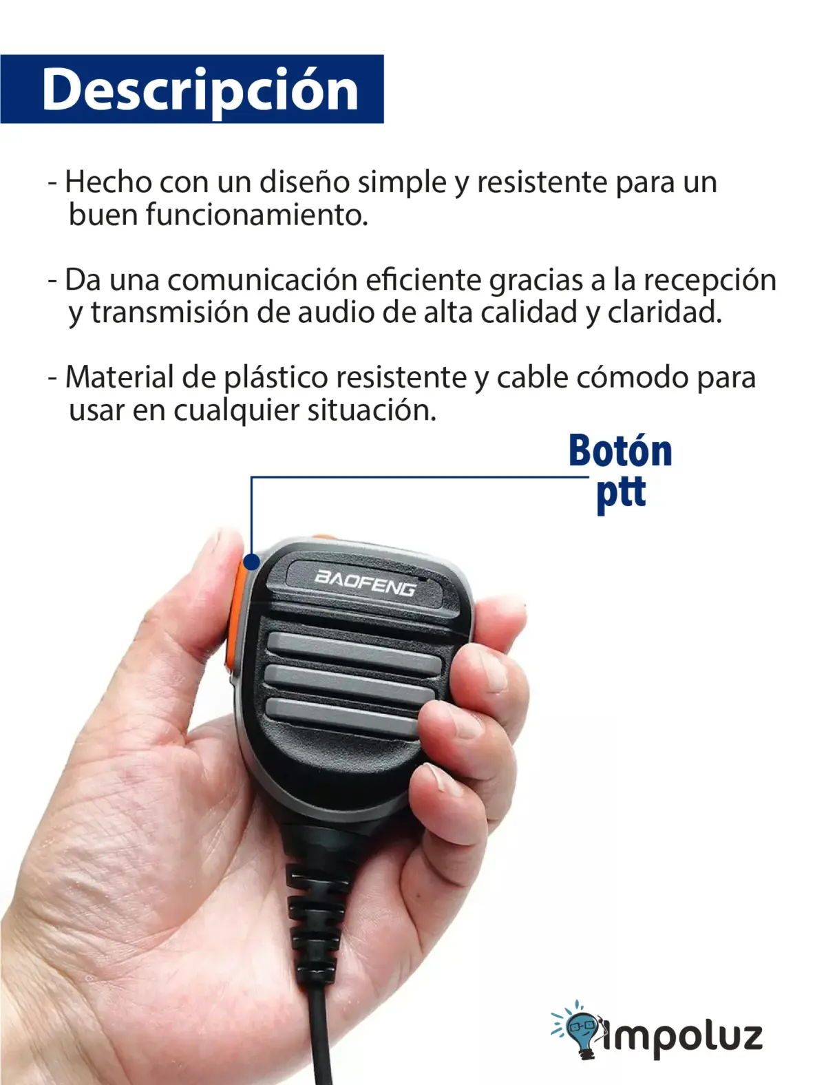 Manos Libres Radio Portadora Baofeng Gancho Pecho - Imagen 5