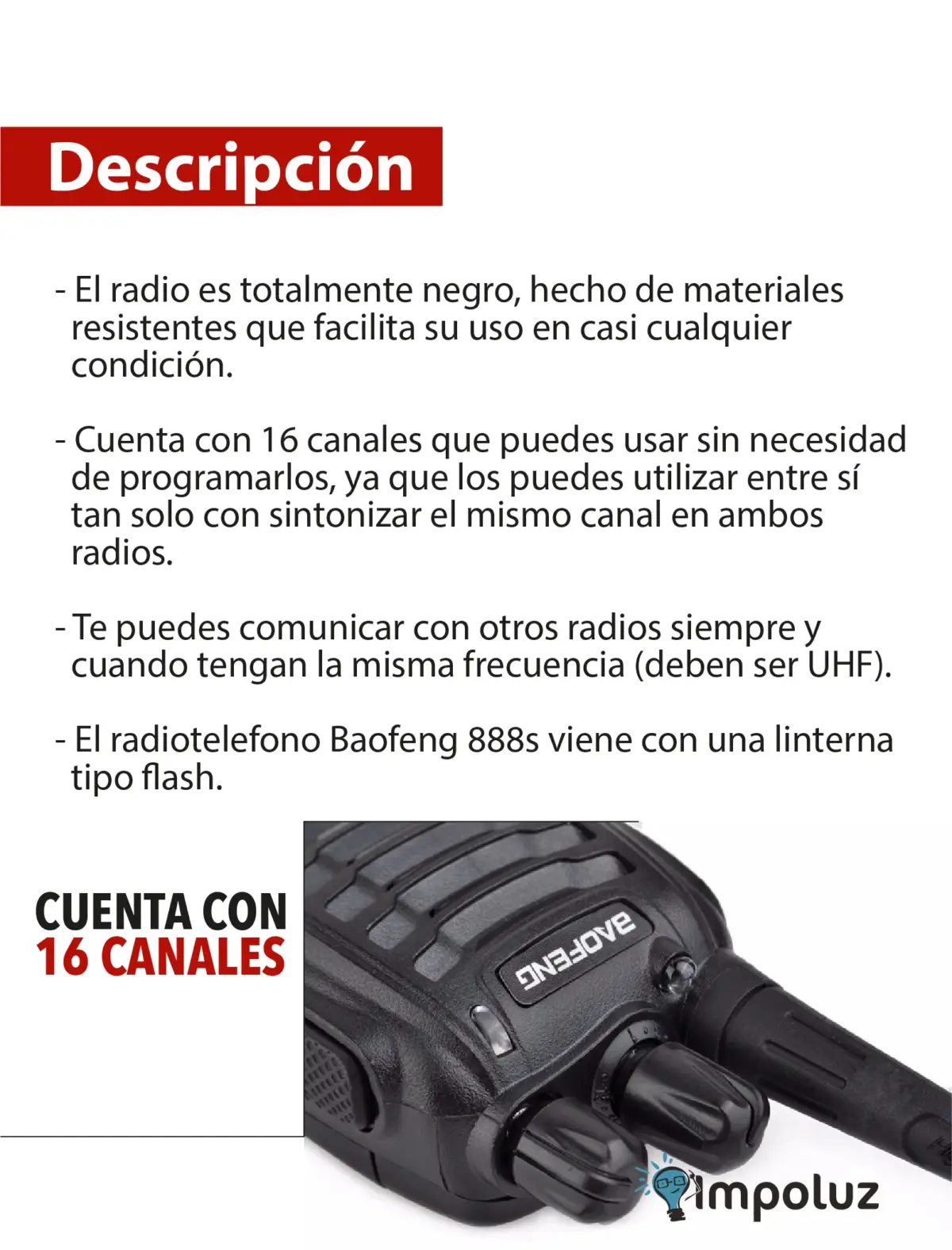 Boquitoqui Radio Telefono Largo Alcance Baofeng 888s - Imagen 3