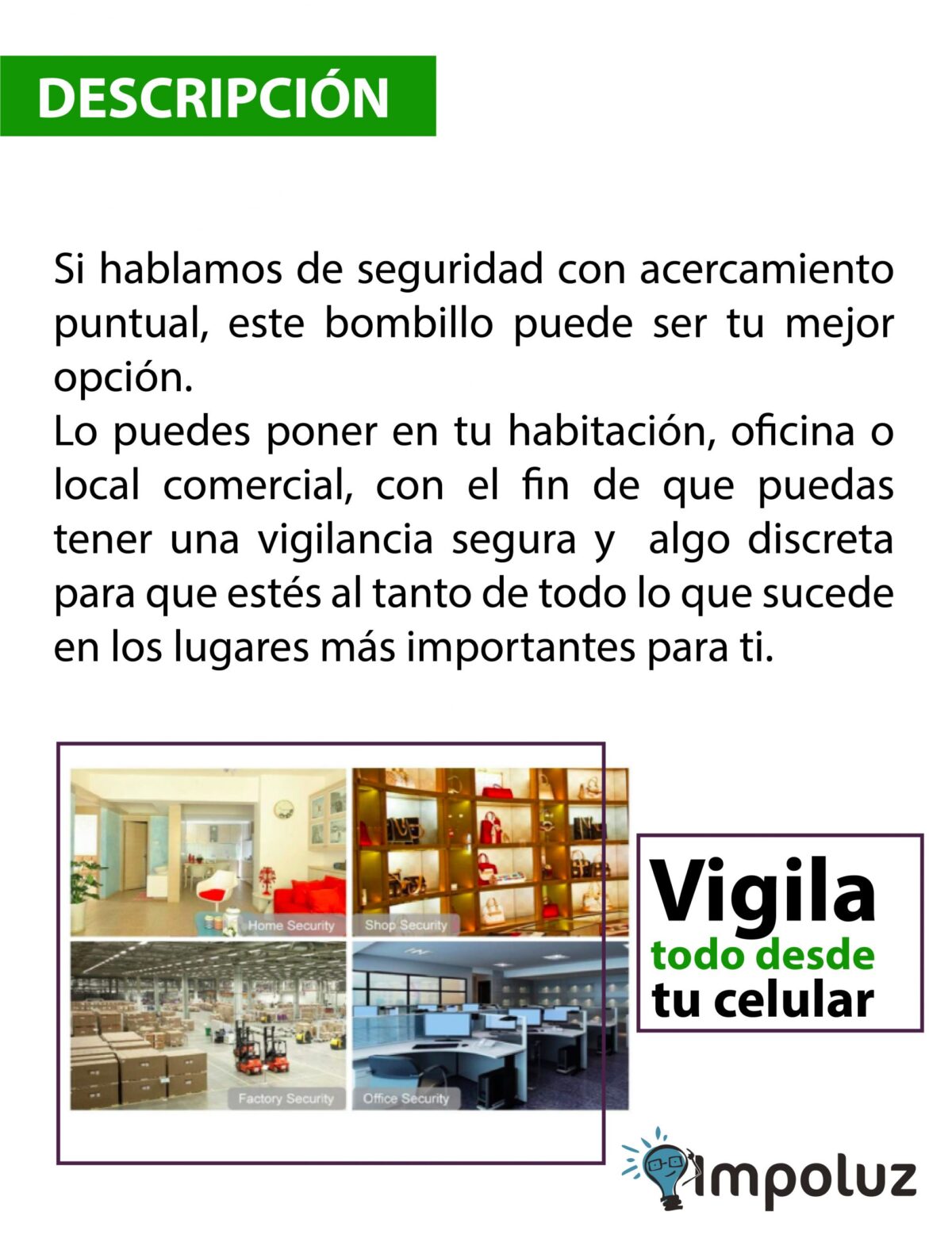Bombillo Camara De Seguridad Wifi Altavoz Y Microfono - Imagen 3
