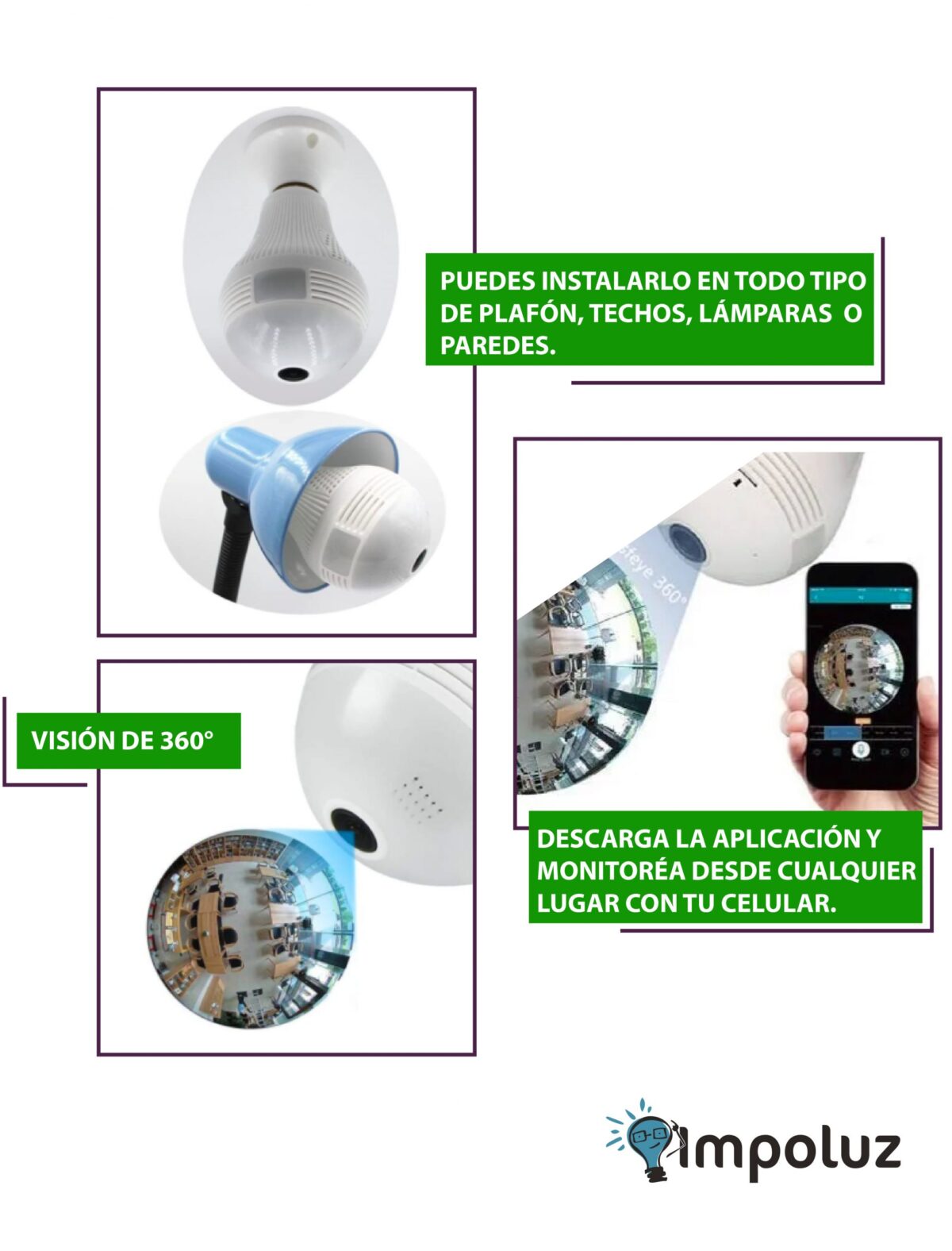 Bombillo Camara De Seguridad Wifi Altavoz Y Microfono - Imagen 4