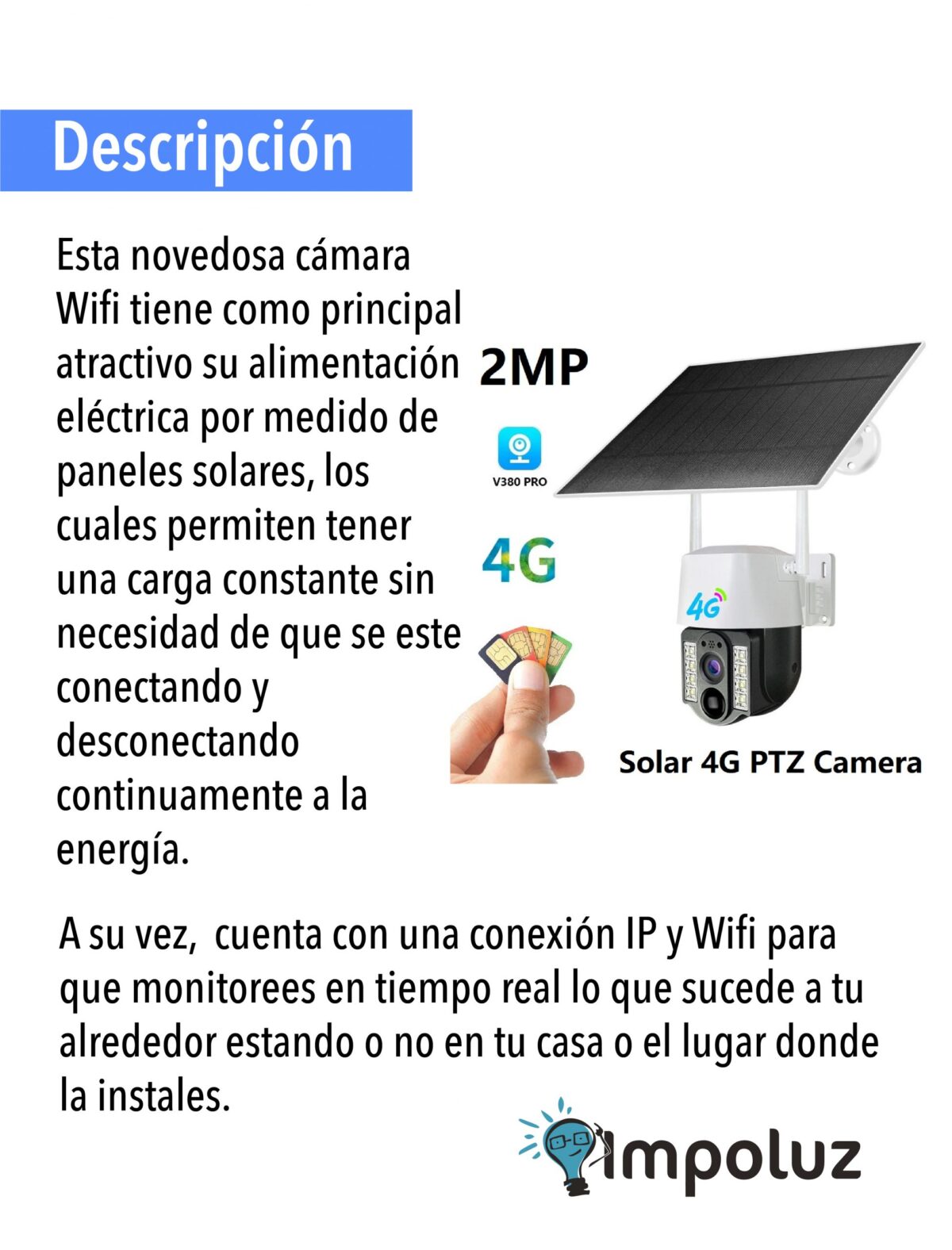 Camara Seguridad Inalambricas 4G Panel Solar Exteriores - Imagen 3
