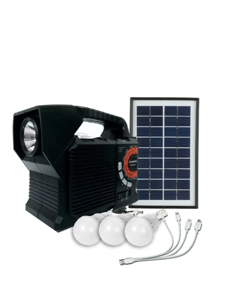 Radio Am Fm Recargable Panel Solar Linterna Bombillos