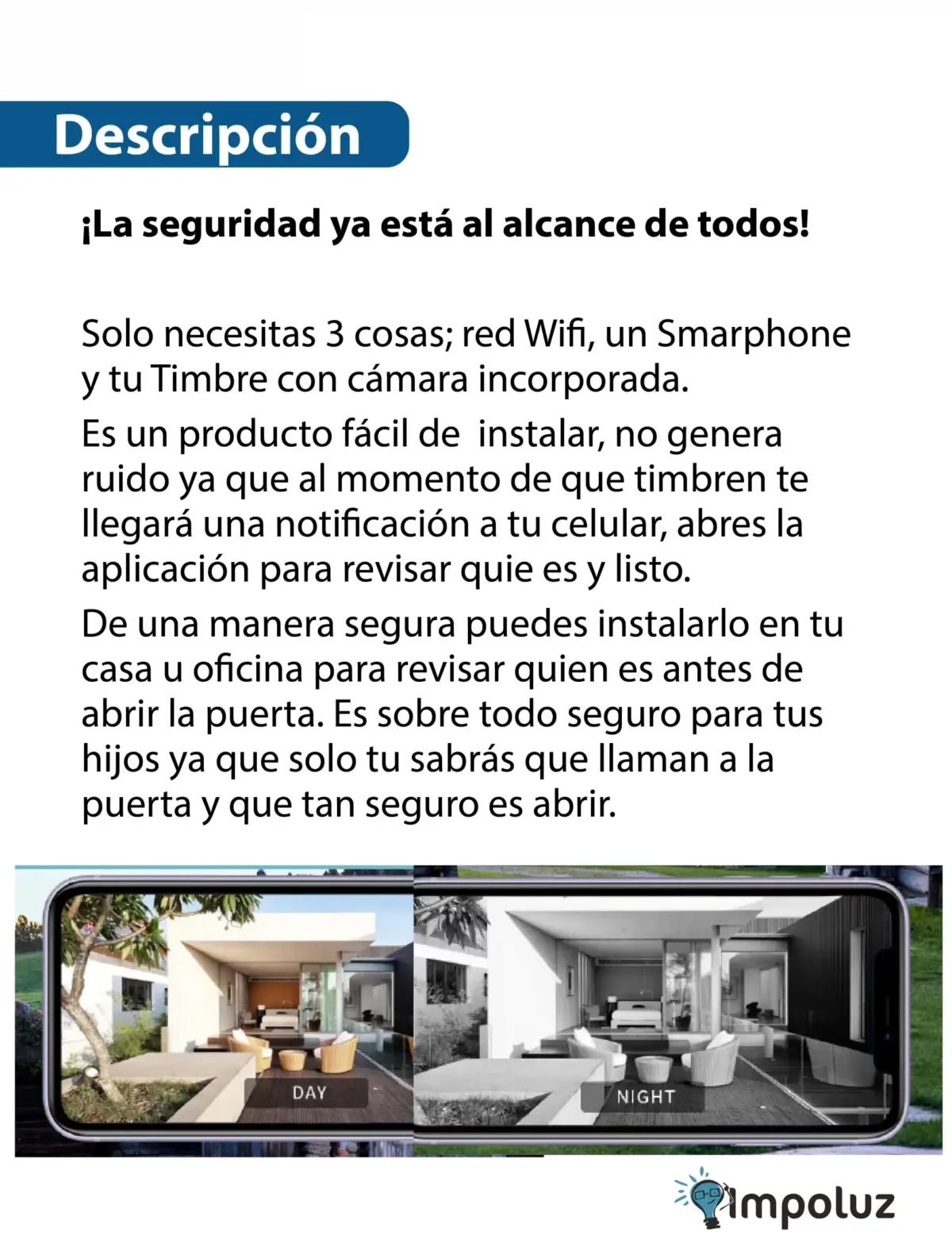 Timbre Inalambrico Con Camara Infrarroja Alertas Sms - Imagen 3