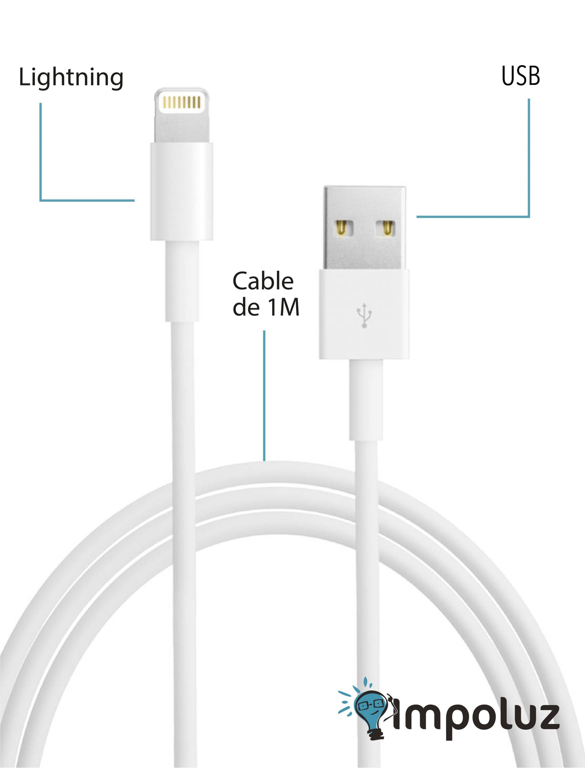 cable iphone a usb 1 metro scaled Cable De Datos Usb Lightning 1 o 2 Metros Original - Imagen 5