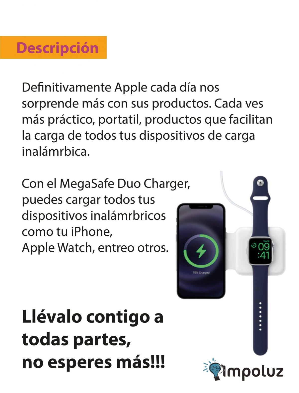 Cargador Inalambrico Iphone y Apple Watch De Viaje - Imagen 3