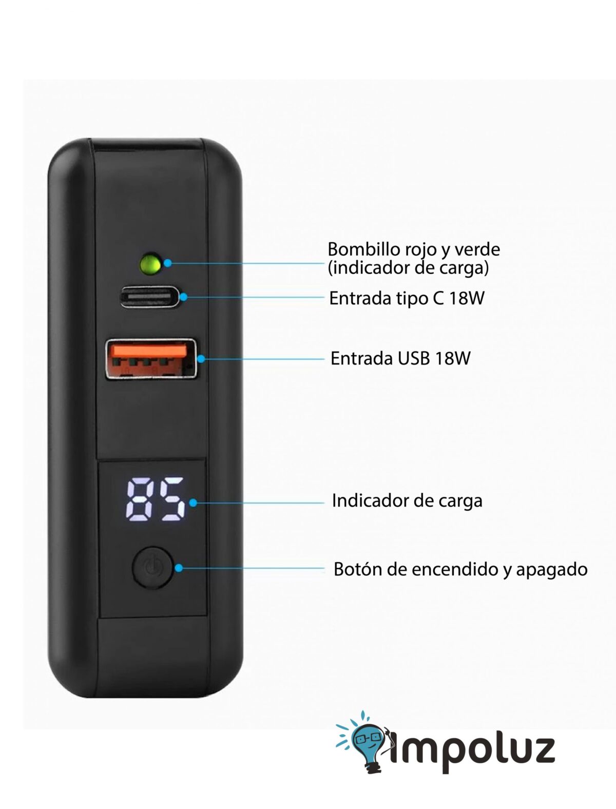 Powerbank 2 Puertos Carga Inalambrica Conector 20W - Imagen 6