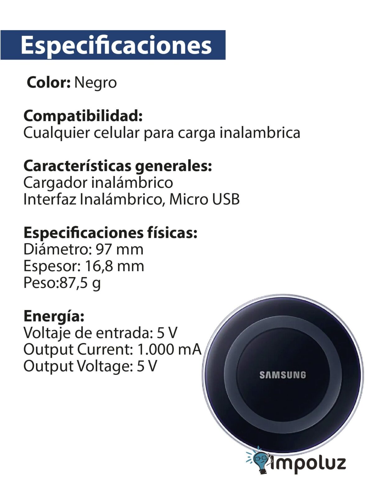 Carga Inalambrica Samsung Para Cualquier Celular Qi - Imagen 7