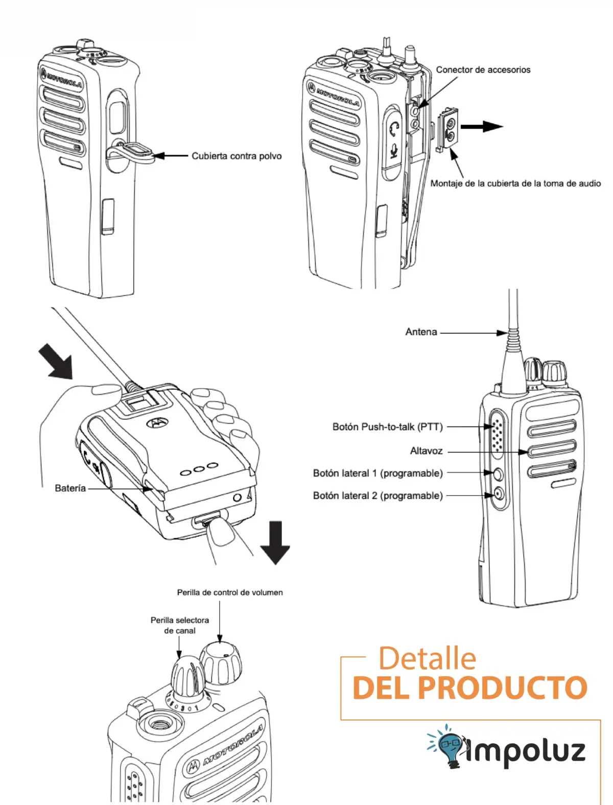 Radio Motorola Dep450 Original Base Cargador Y Bateria - Imagen 4