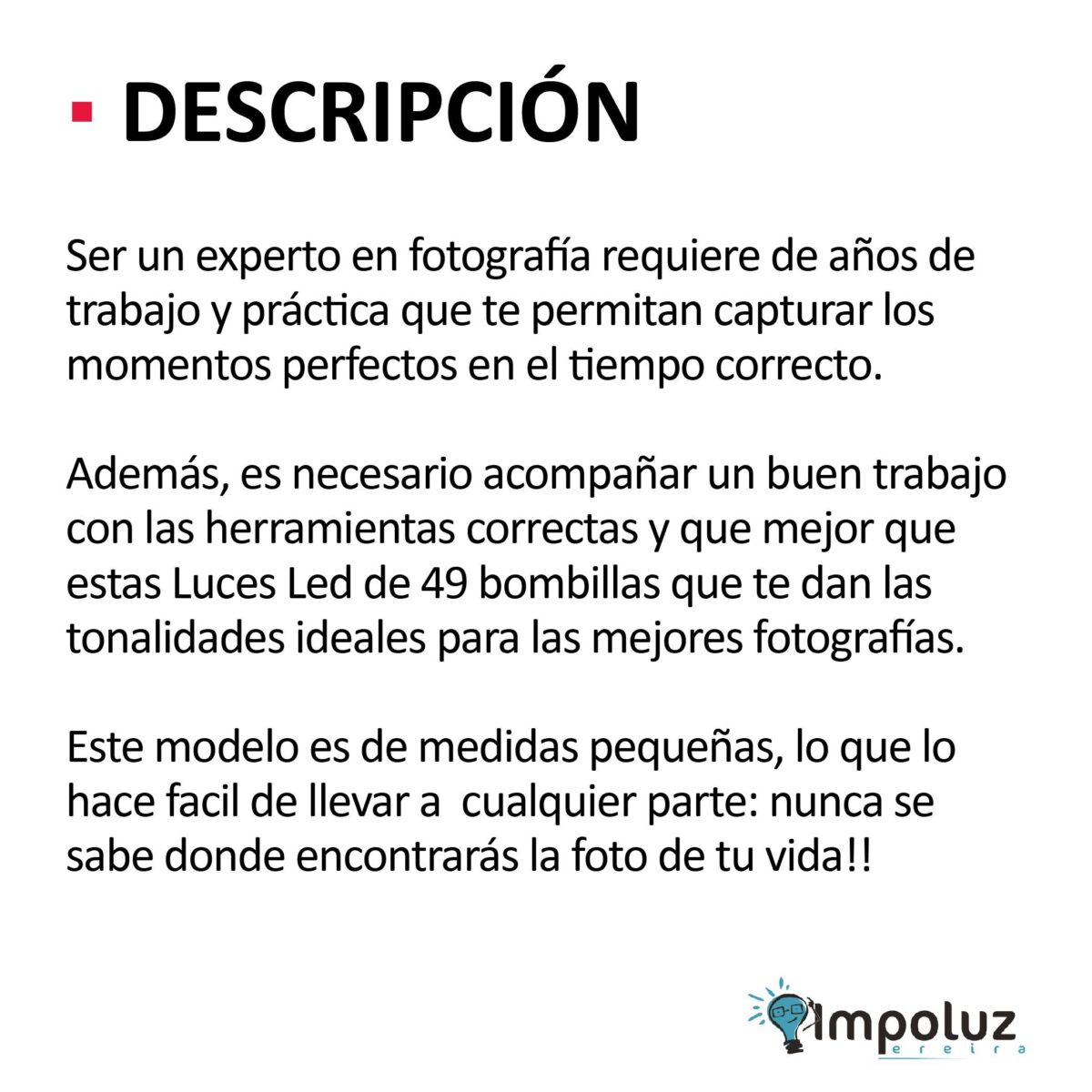 Lampara Led Fotografia Acople Para Zapata O Tripode - Imagen 3