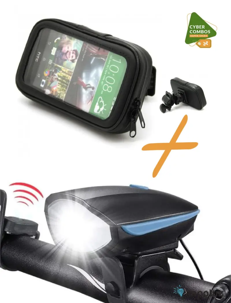 Combo Luz y Estuche Protector Para Bicicleta