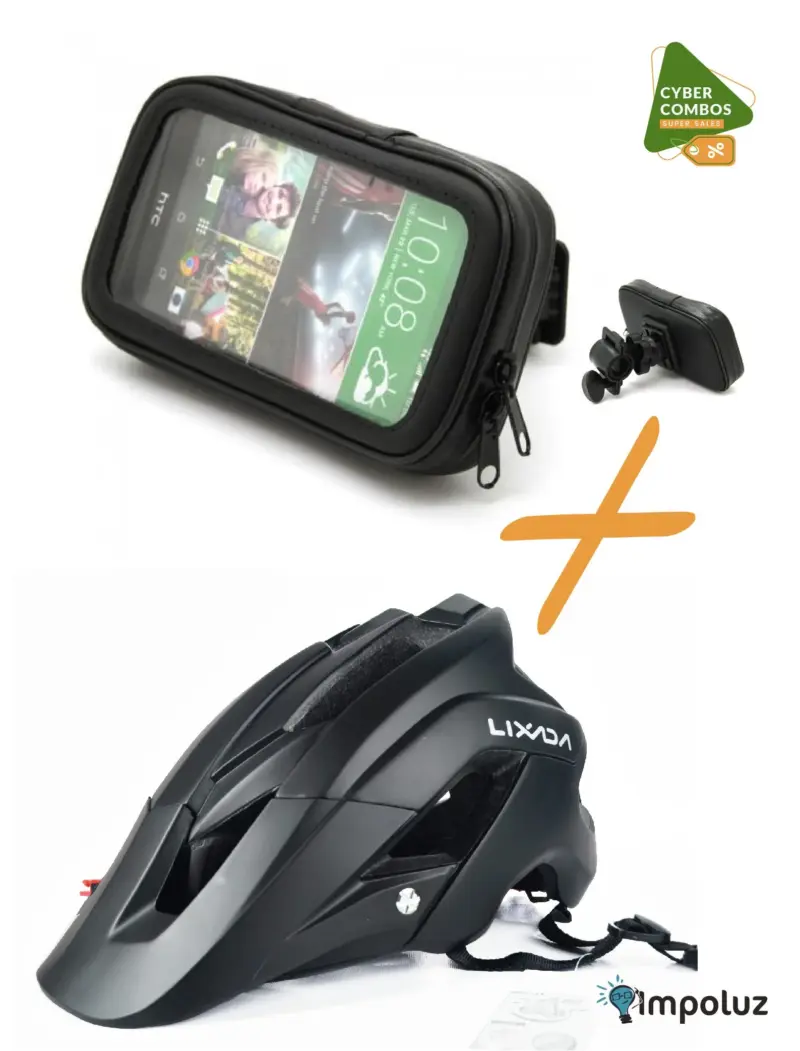Combo Casco Bici Y Estuche Para Celular