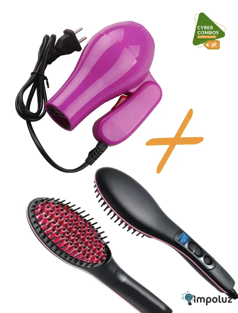 Combo Secador Viajero Y Cepillo Alisador