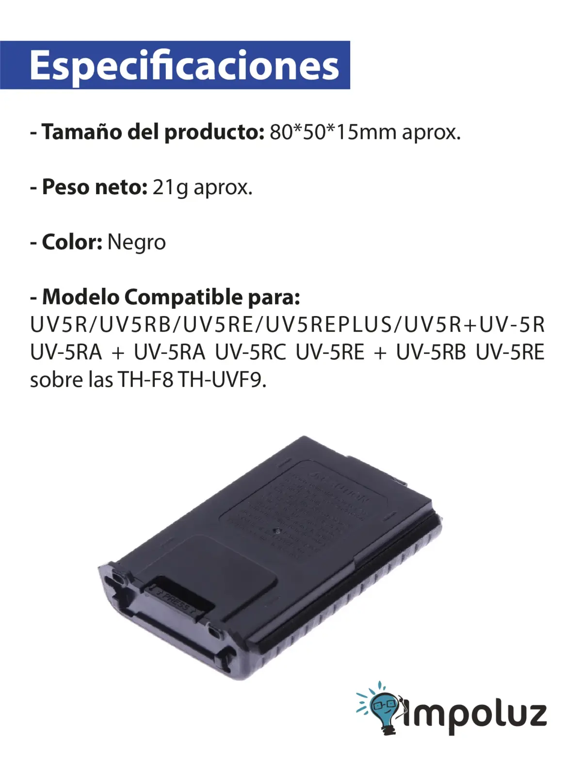 Bateria Auxiliar Baofeng Uv5r Porta Pilas Aa Y Aaa - Imagen 7