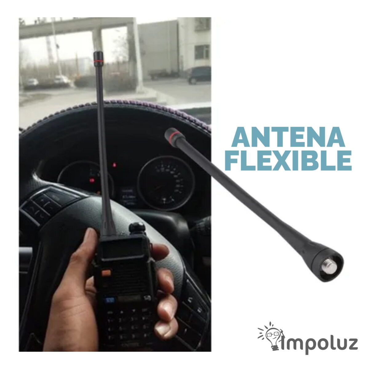 Antena Radio Baofeng Flexible Con Luz Rosca Sma-F - Imagen 2