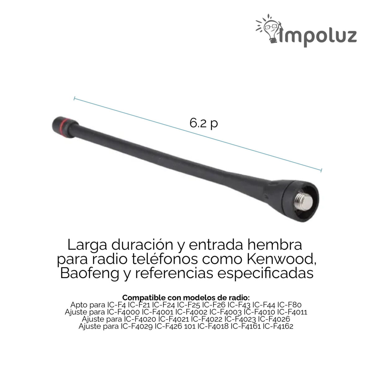 Antena Radio Baofeng Flexible Con Luz Rosca Sma-F - Imagen 3