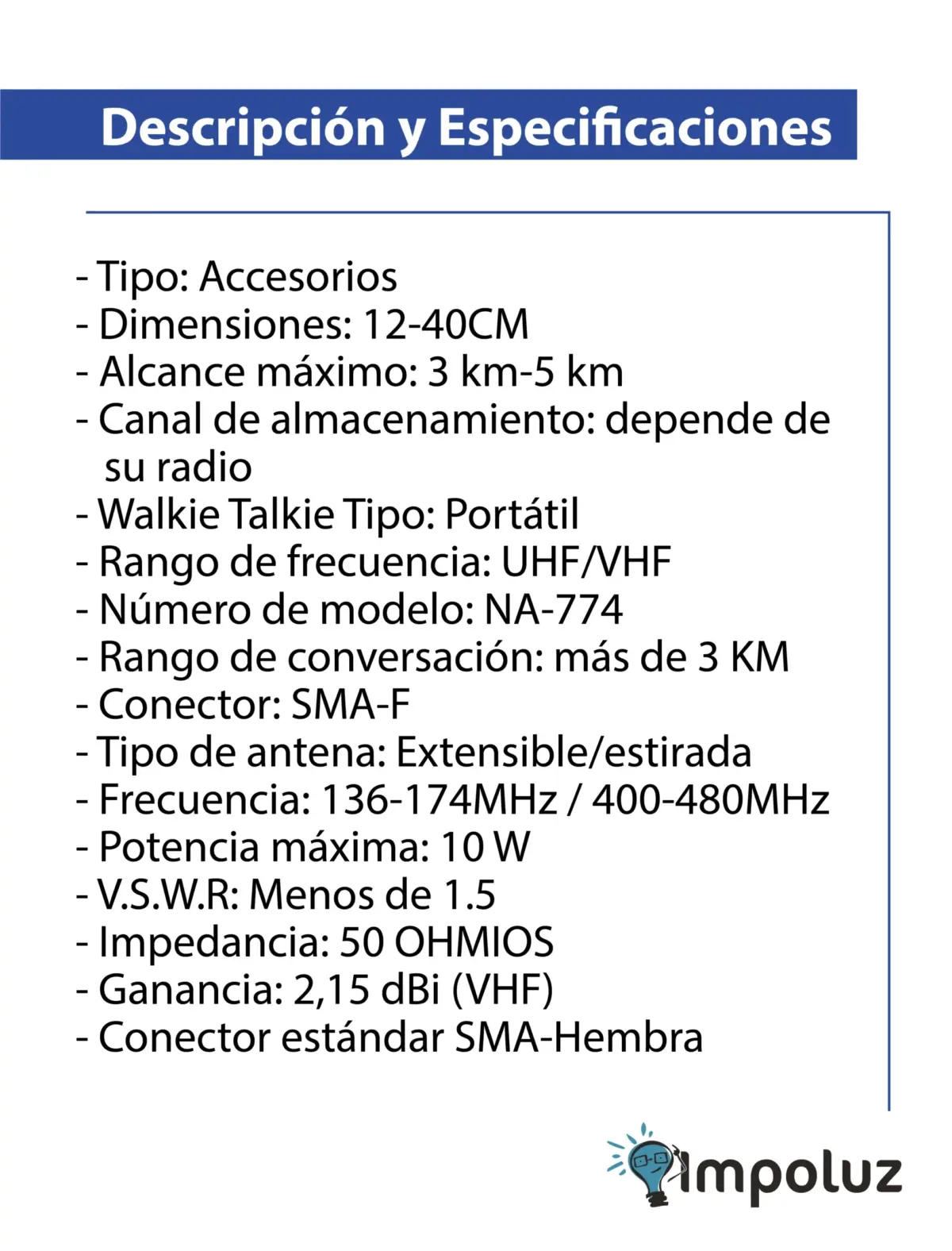 Antena Telescopica Para Radios Baofeng Motorola - Imagen 4