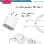 Cargador 20W Cable Lightning a Tipo C Cargador MagSafe Inalámbrico
