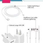 Combo Audífonos Cable USB Con Entrada Lightning y Cargador 5W