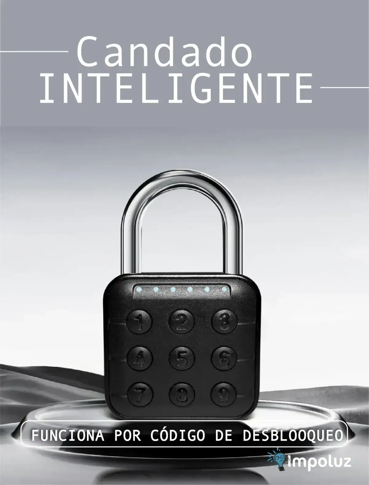 Candado inteligente con código de desbloqueo, cerrado de seguridad y tecnología moderna para protección y control remoto. Ideal para hogares, oficinas y espacios personales.