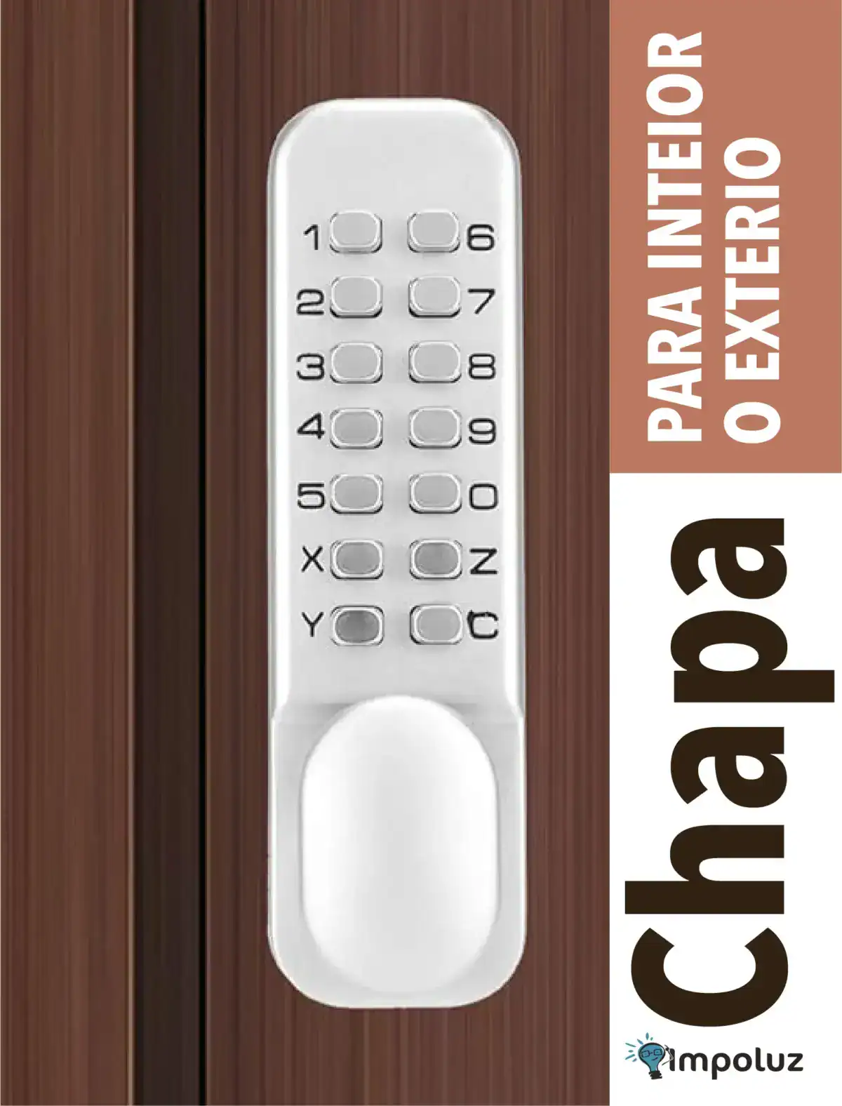 Puerta de entrada con código y teclado numérico para control de acceso y seguridad.