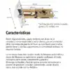 Mecanismo de cerradura de puerta con dimensiones precisas y ajustables para máxima seguridad y practicidad. Diseñado para facilidad de uso sin necesidad de batería, con modo de bloqueo automático y no automático.