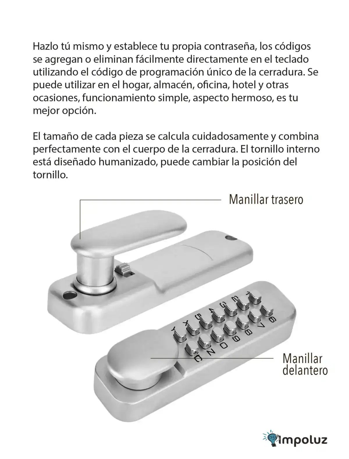 Código de cierre de seguridad con combinaciones personalizadas para hogares, oficinas, hoteles y más, con fácil programación y diseño moderno en imagen de manivales metálicos en sistema de cerradura.