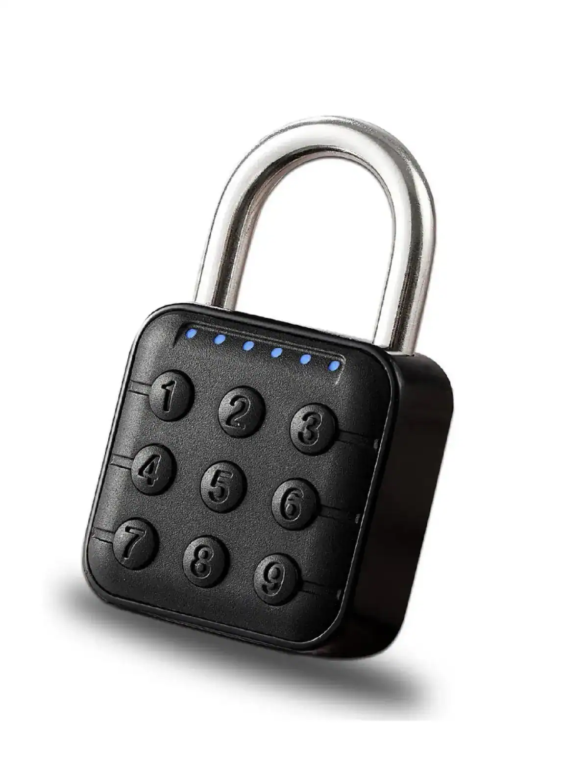 Candado con bloqueo numérico y carcasa negra, ideal para seguridad personal y hogar, con diseño compacto y resistente, perfectos para proteger tus objetos importantes.