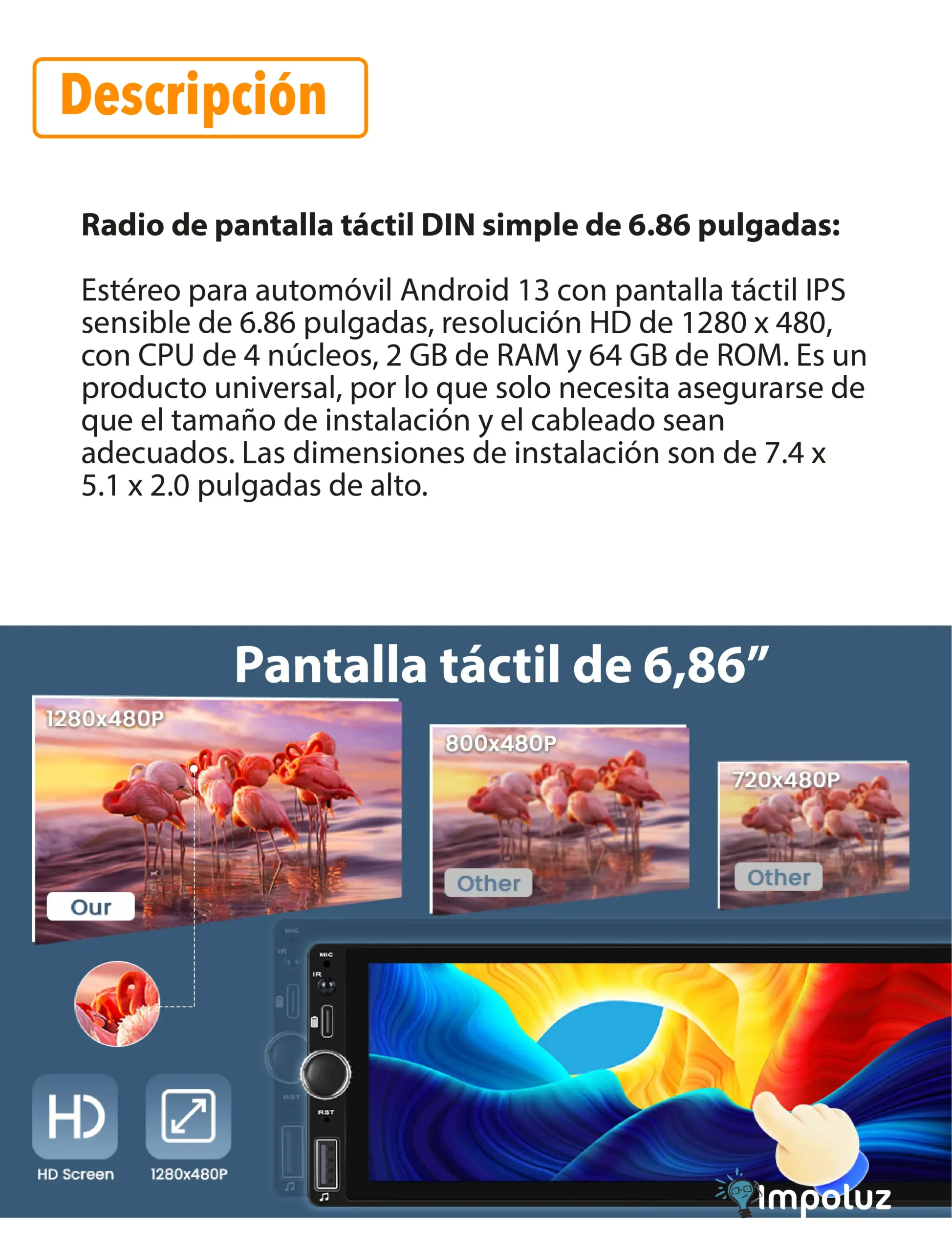 RADIO CARRO 03 scaled Radio Para Carro Con Pantalla Carplay Camara Reversa - Imagen 3