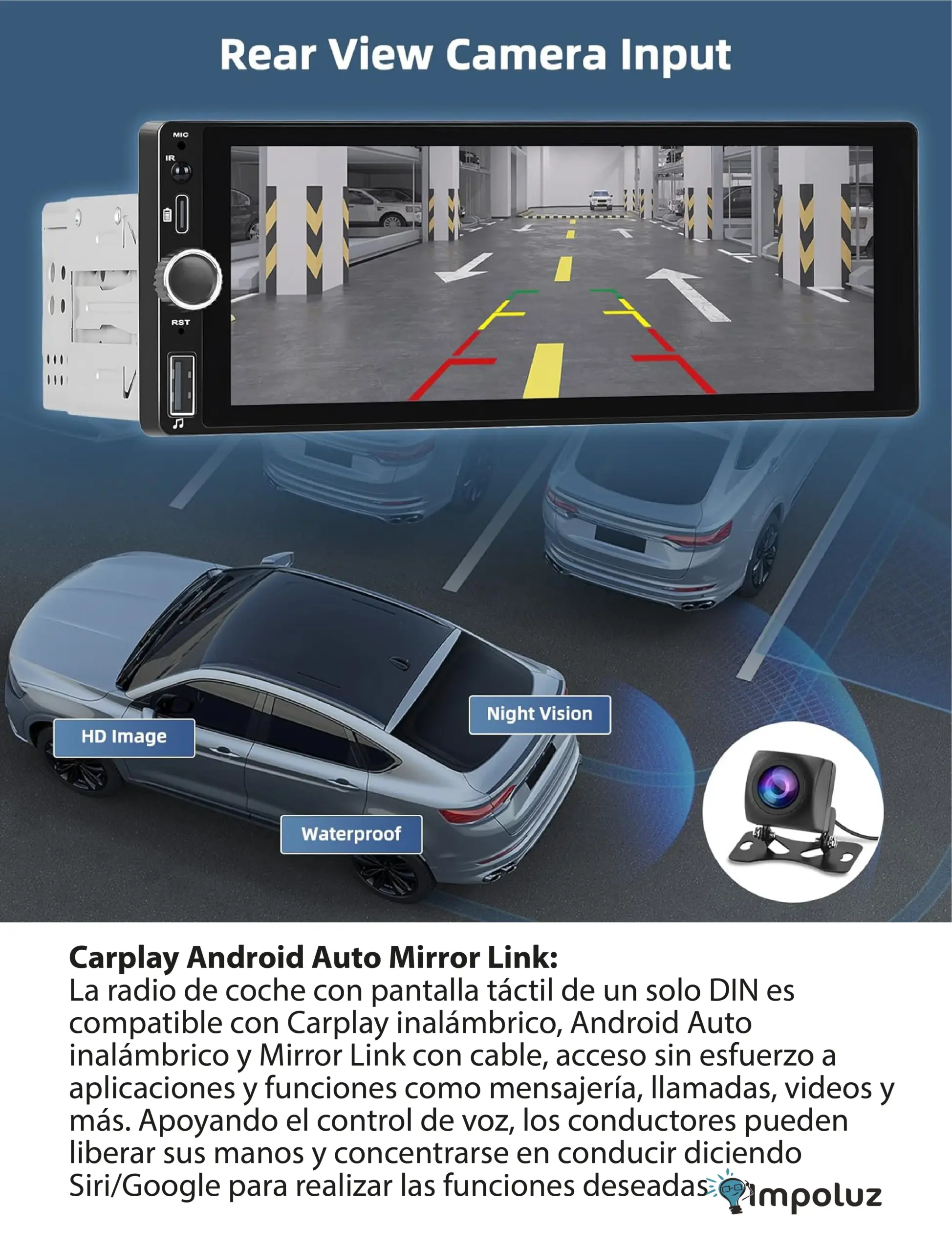 RADIO CARRO 04 scaled Radio Para Carro Con Pantalla Carplay Camara Reversa - Imagen 4