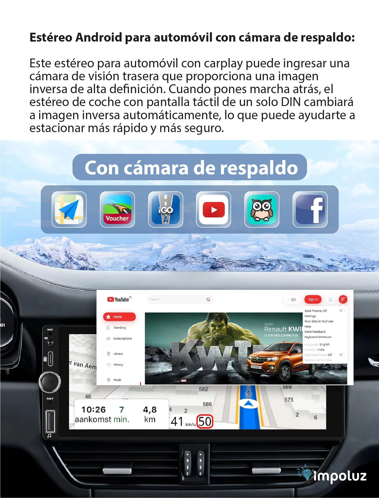 RADIO CARRO 05 Radio Para Carro Con Pantalla Carplay Camara Reversa - Imagen 5