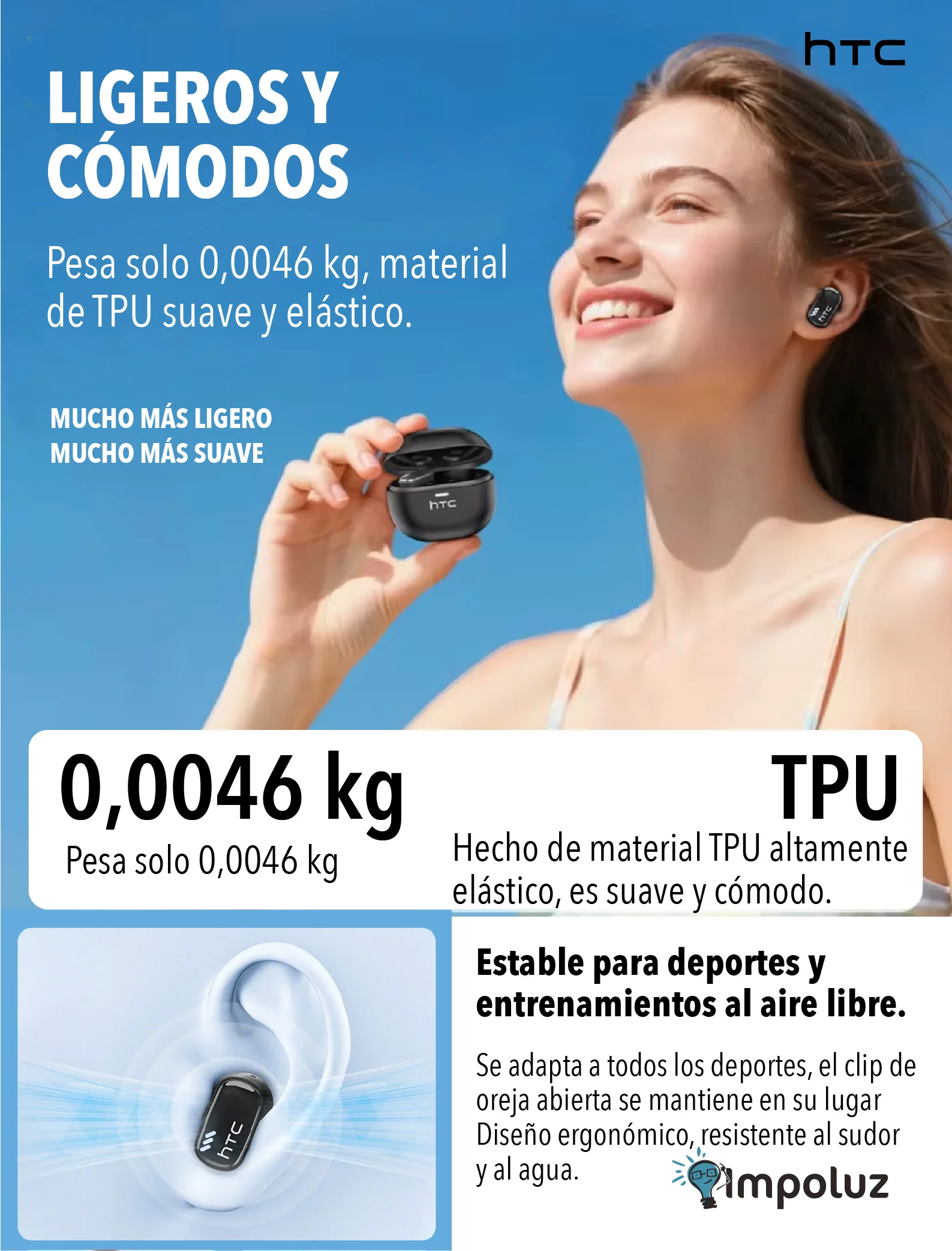HTC NE16 08 Audifonos in ear Bluetooth 6.0 Inteligencia Artificial - Imagen 8