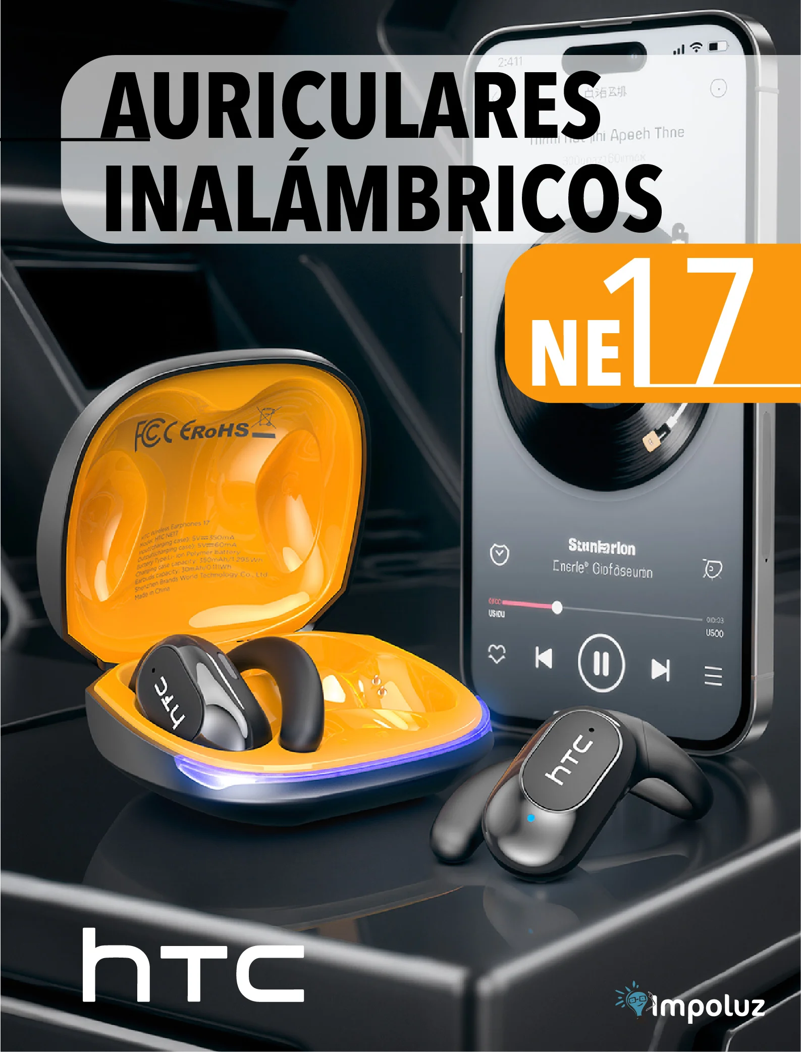 HTC NE17 02 Audifonos Gamer Bluetooth HTC NE17 Con Microfono - Imagen 2