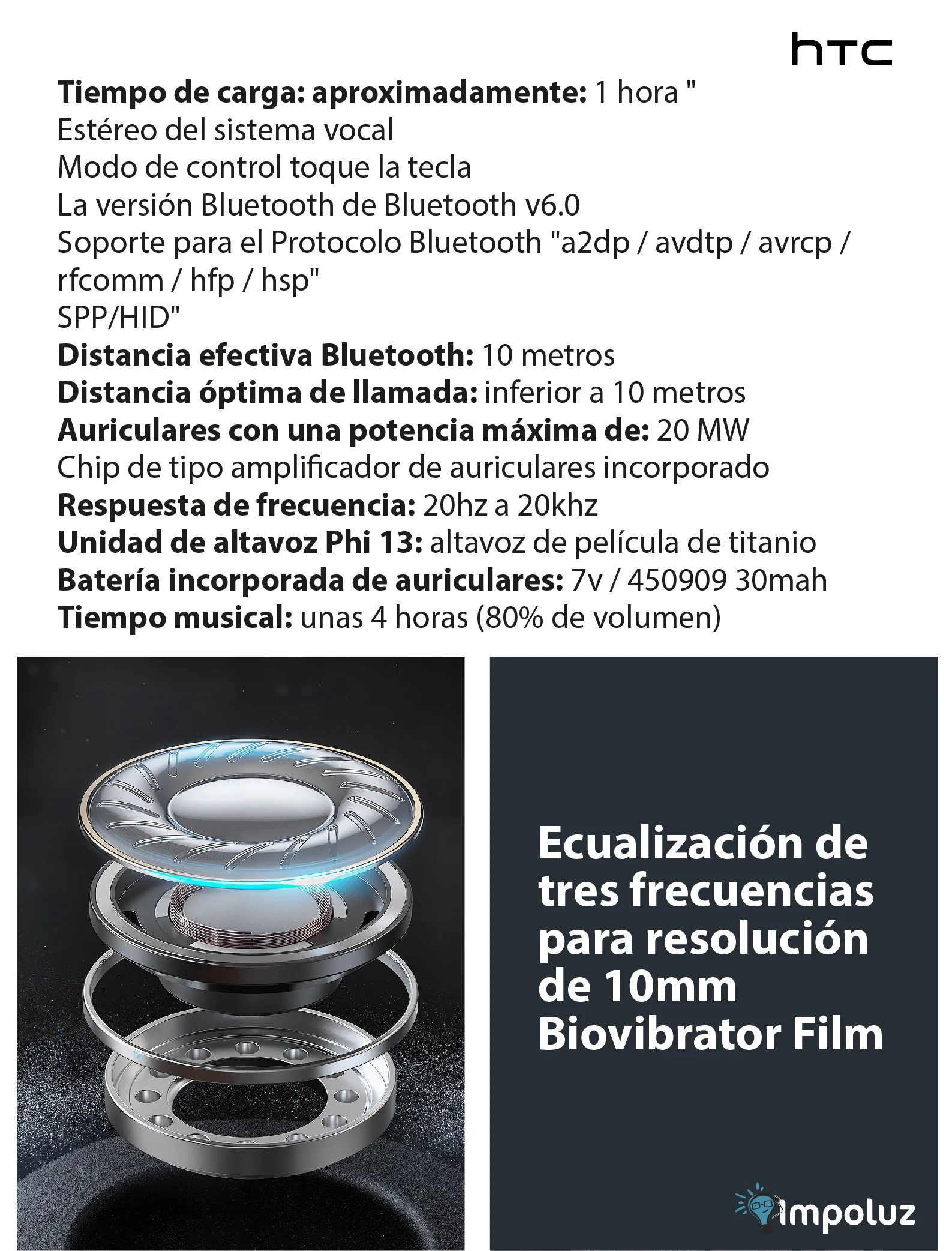 HTC NE17 04 Audifonos Gamer Bluetooth HTC NE17 Con Microfono - Imagen 4